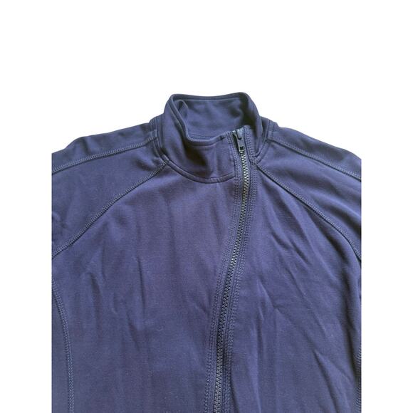 Jaanuu Women's Scrub Jacket Full Zip Dark Blue Small Fitted‎ Thumb Holes Soft - Picture 3 of 6